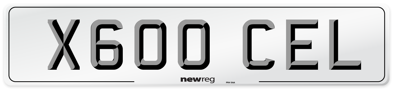 X600 CEL Number Plate from New Reg